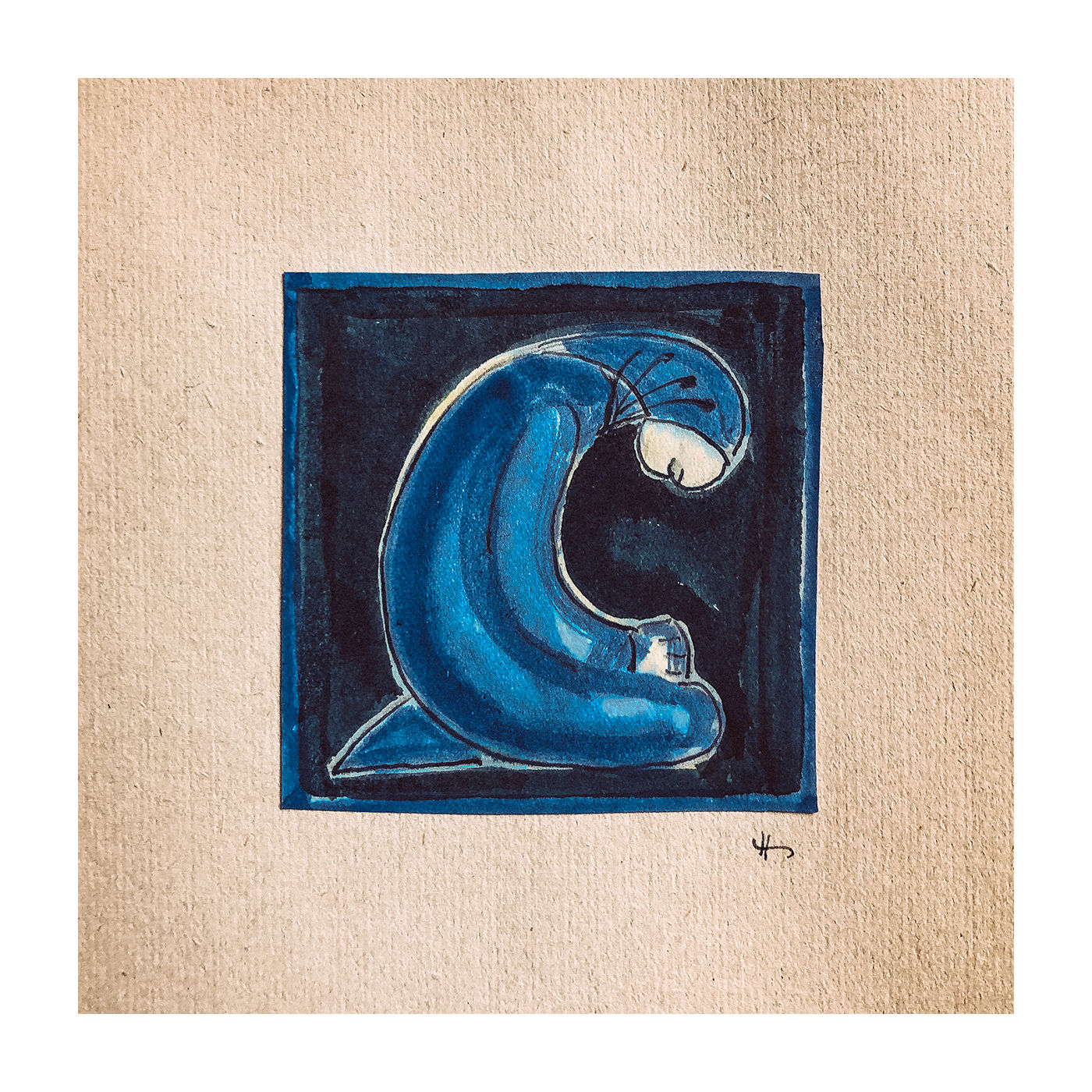 Betenden Frau, Tuschezeichnung koloriert von Hedwig Symanzik