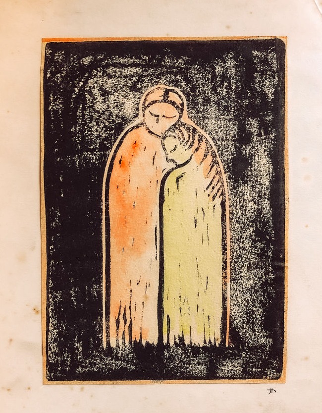 Linoldruck »Paar« von Hedwig Symanzik